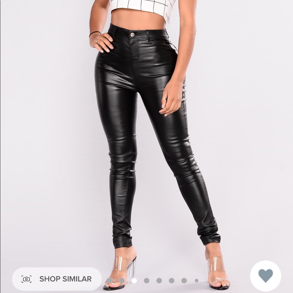 Faux leather high rise pants